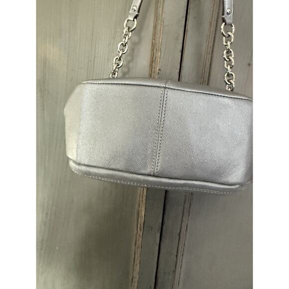 COACH CAMPBELL LEATHER SILVER CAMERA CROSSBODY SATCHEL HANDBAG PURSE TURN LOCK - Picture 12 of 14